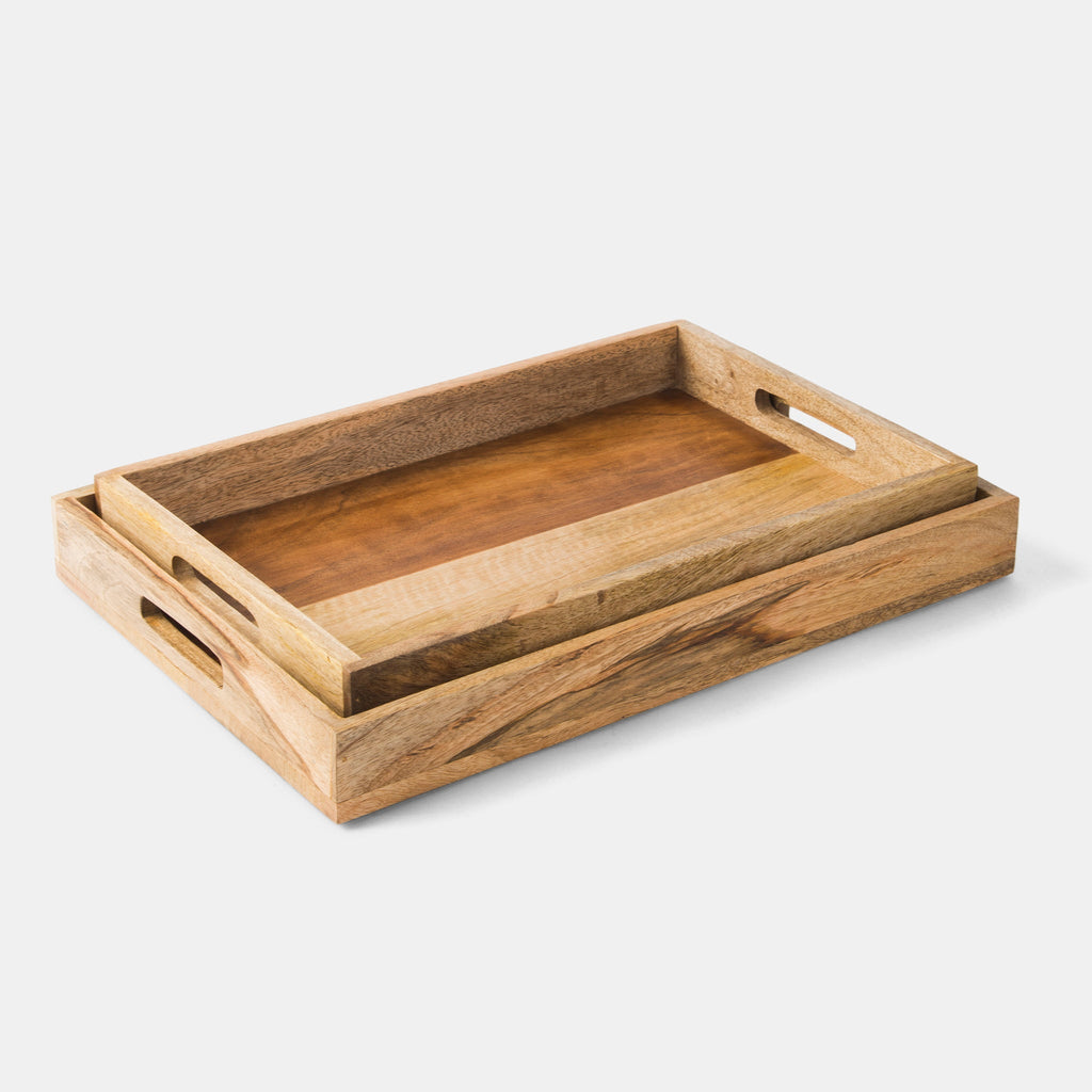 Rustic Elegance Two-Tone Serving Tray Set DC-Powered by People dÉsirer