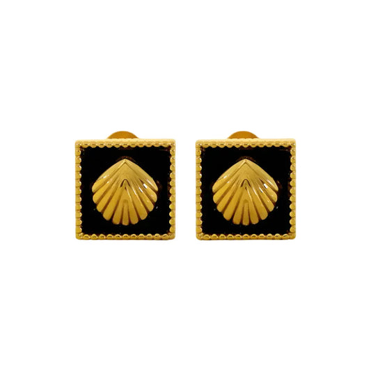 Square earrings with a gold shell dÉsirer dÉsirer