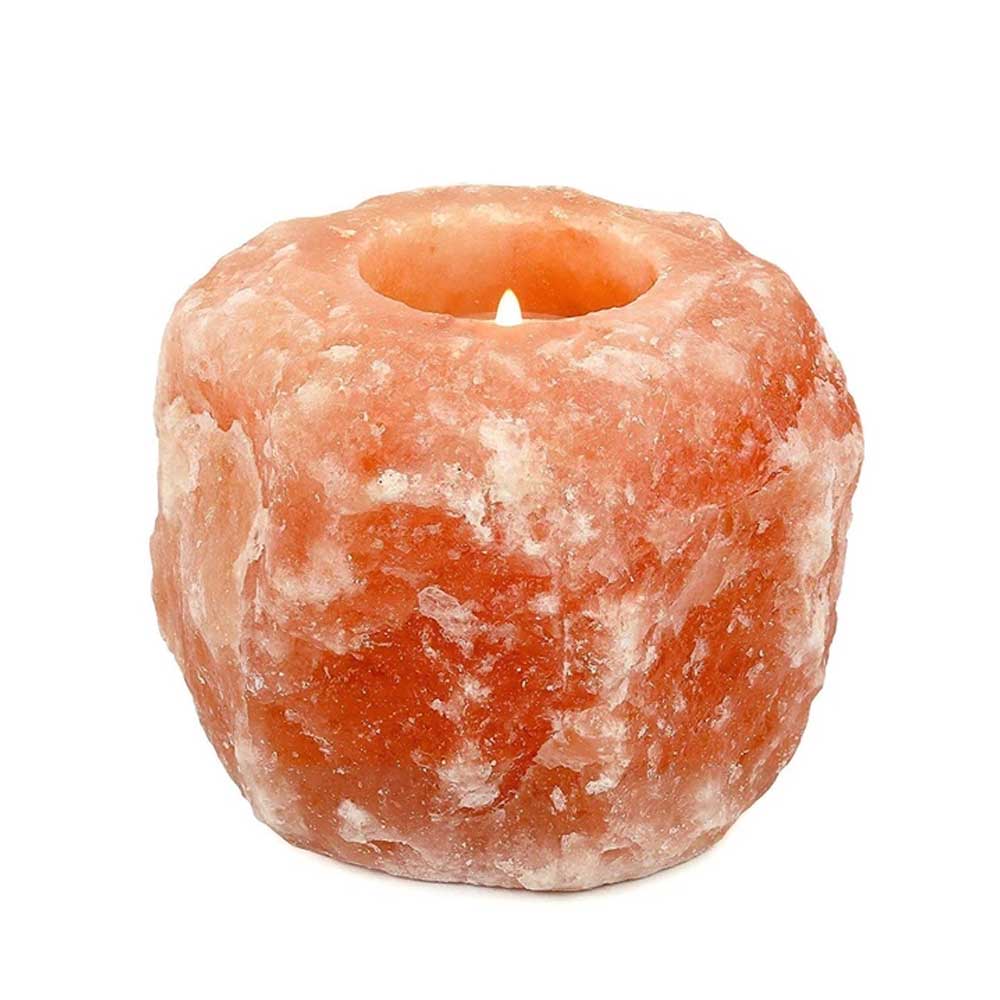 Himalayan Pink Salt Tea Light Holder by Pride of India – Salt Candle Holder – Room Décor Item – Great for Creating an Ambiance – Ideal for Home & Spa Uses – Natural Shape DC-Pride India Brands dÉsirer