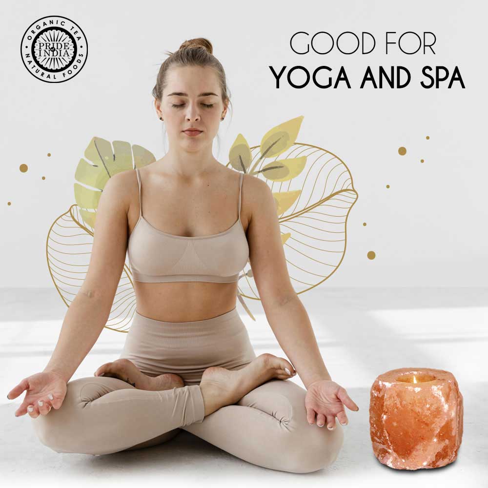 Himalayan Pink Salt Tea Light Holder by Pride of India – Salt Candle Holder – Room Décor Item – Great for Creating an Ambiance – Ideal for Home & Spa Uses – Natural Shape DC-Pride India Brands dÉsirer