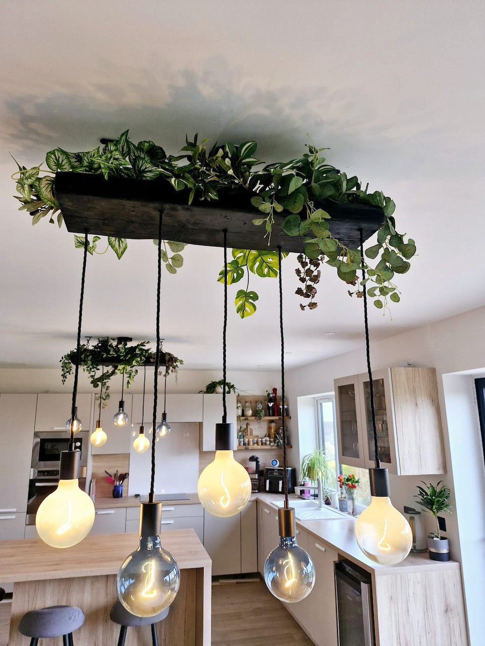 Matt Black Canopy Wooden Beam Chandelier MooBoo Home dÉsirer