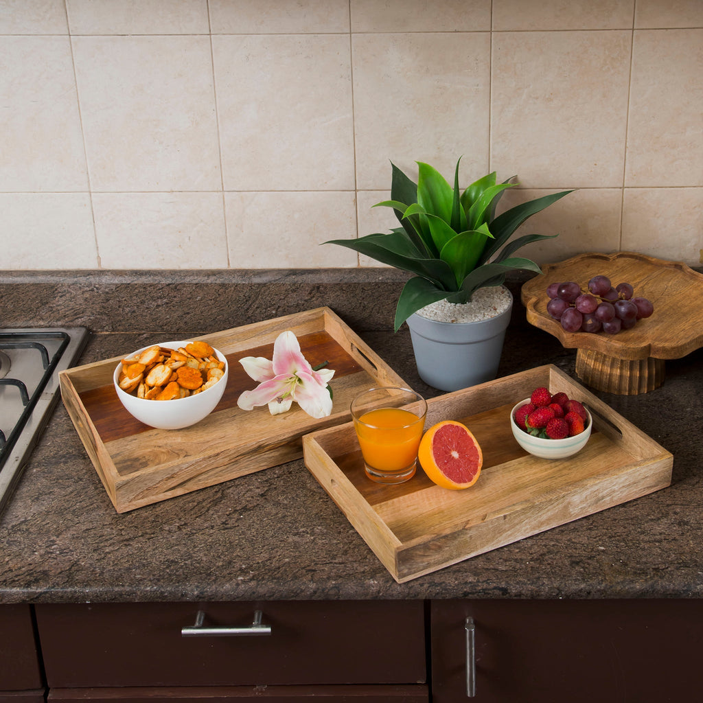 Rustic Elegance Two-Tone Serving Tray Set DC-Powered by People dÉsirer