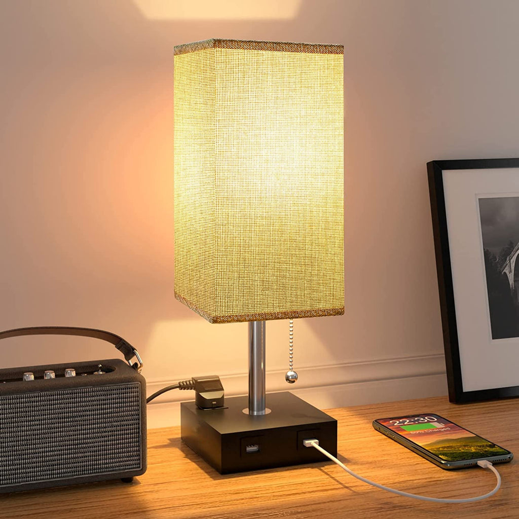 USB Bedside Table Lamp - Grey DC-THE CEO dÉsirer