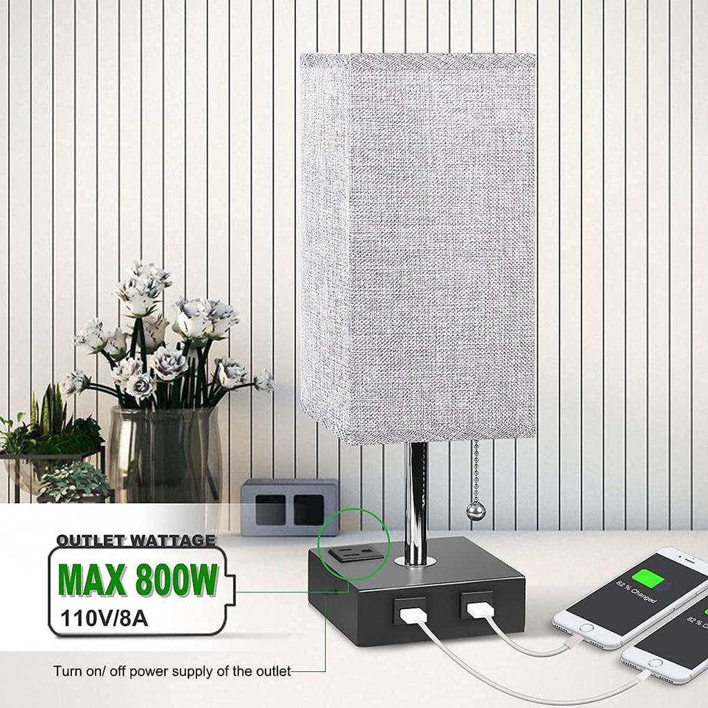 USB Bedside Table Lamp - Grey DC-THE CEO dÉsirer