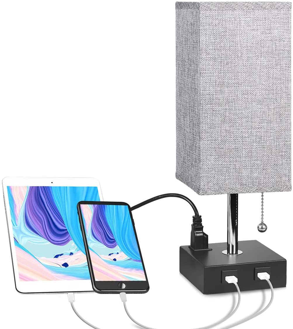 USB Bedside Table Lamp - Grey DC-THE CEO dÉsirer
