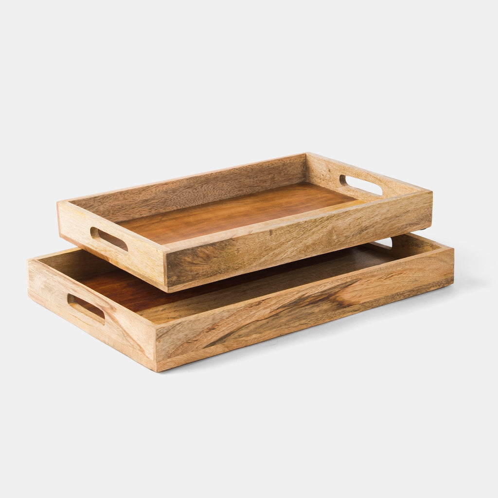 Rustic Elegance Two-Tone Serving Tray Set DC-Powered by People dÉsirer