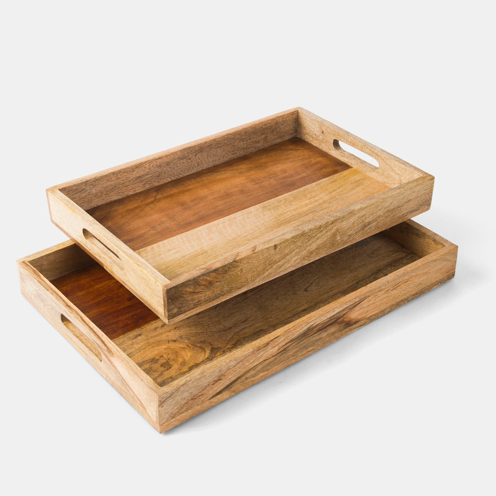 Rustic Elegance Two-Tone Serving Tray Set DC-Powered by People dÉsirer
