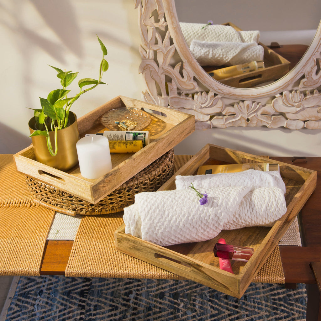 Rustic Elegance Two-Tone Serving Tray Set DC-Powered by People dÉsirer