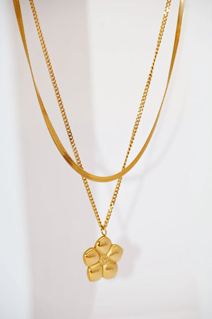 Gold Flower Charm necklace  and earring dÉsirer dÉsirer