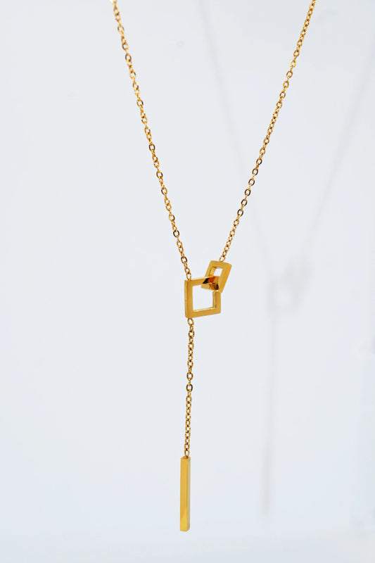 Geometric Square Long Tassel Female Clavicle Chain Necklace dÉsirer dÉsirer
