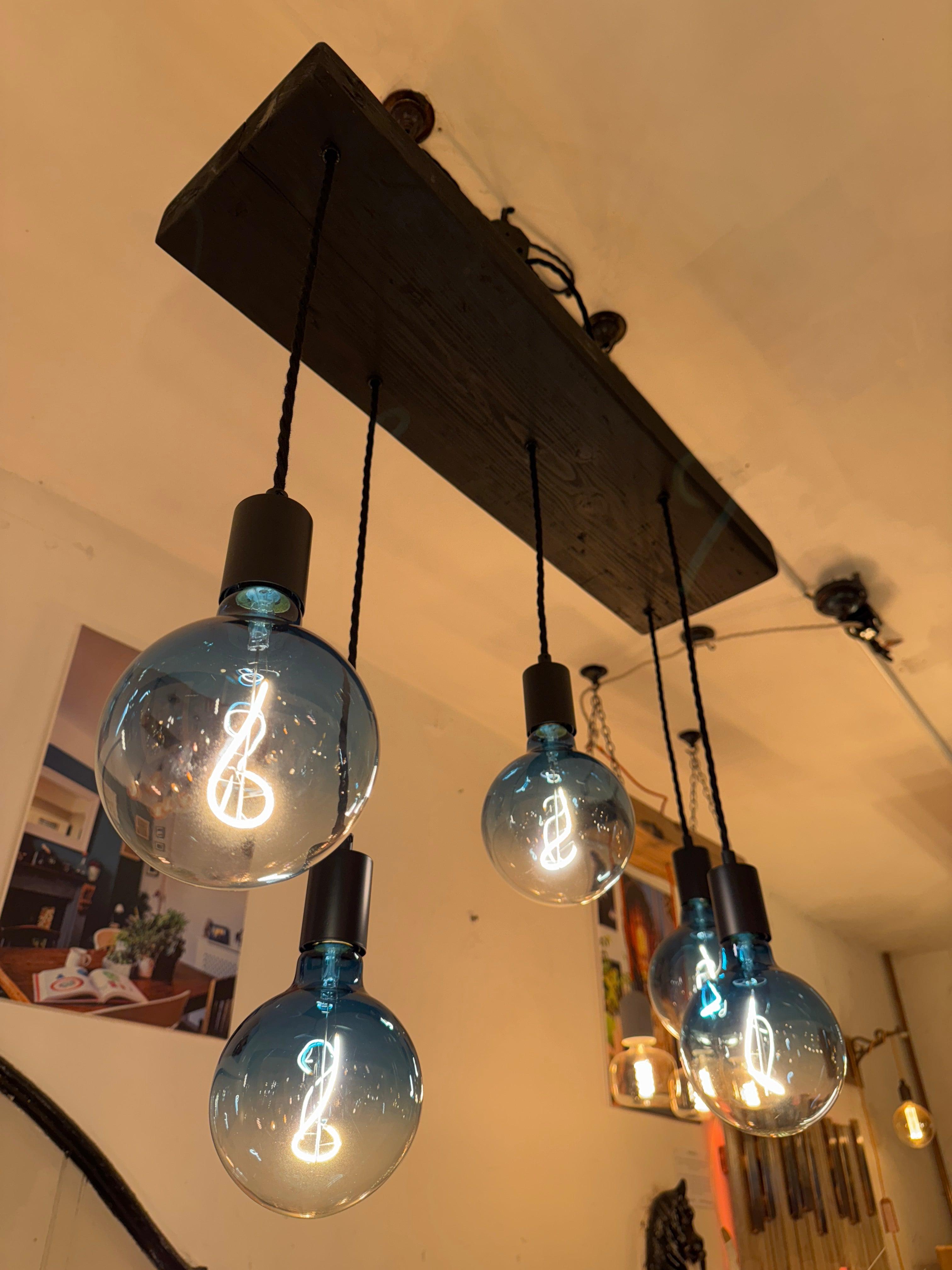 Matt Black Canopy Wooden Beam Chandelier MooBoo Home dÉsirer