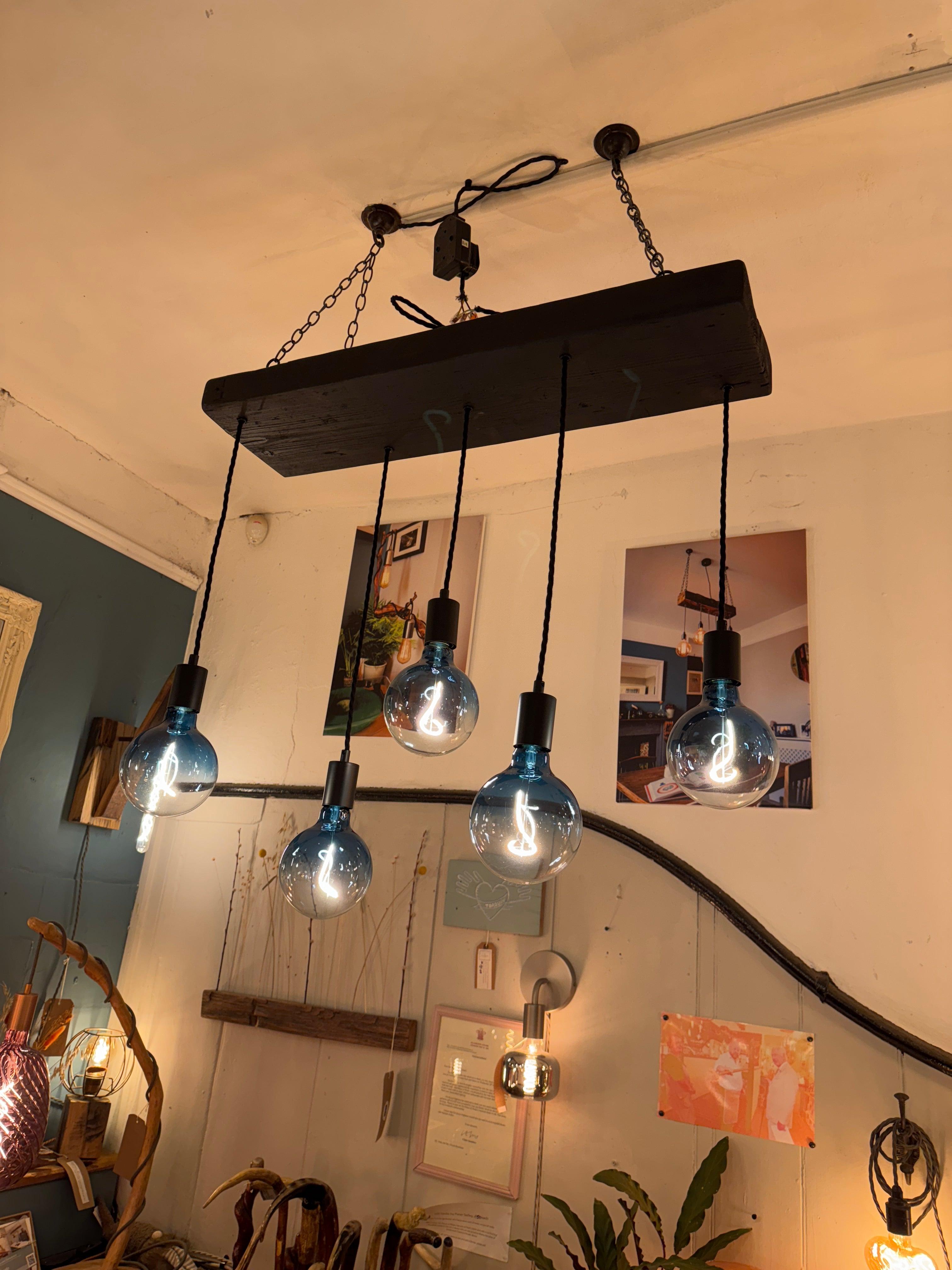 Matt Black Canopy Wooden Beam Chandelier MooBoo Home dÉsirer