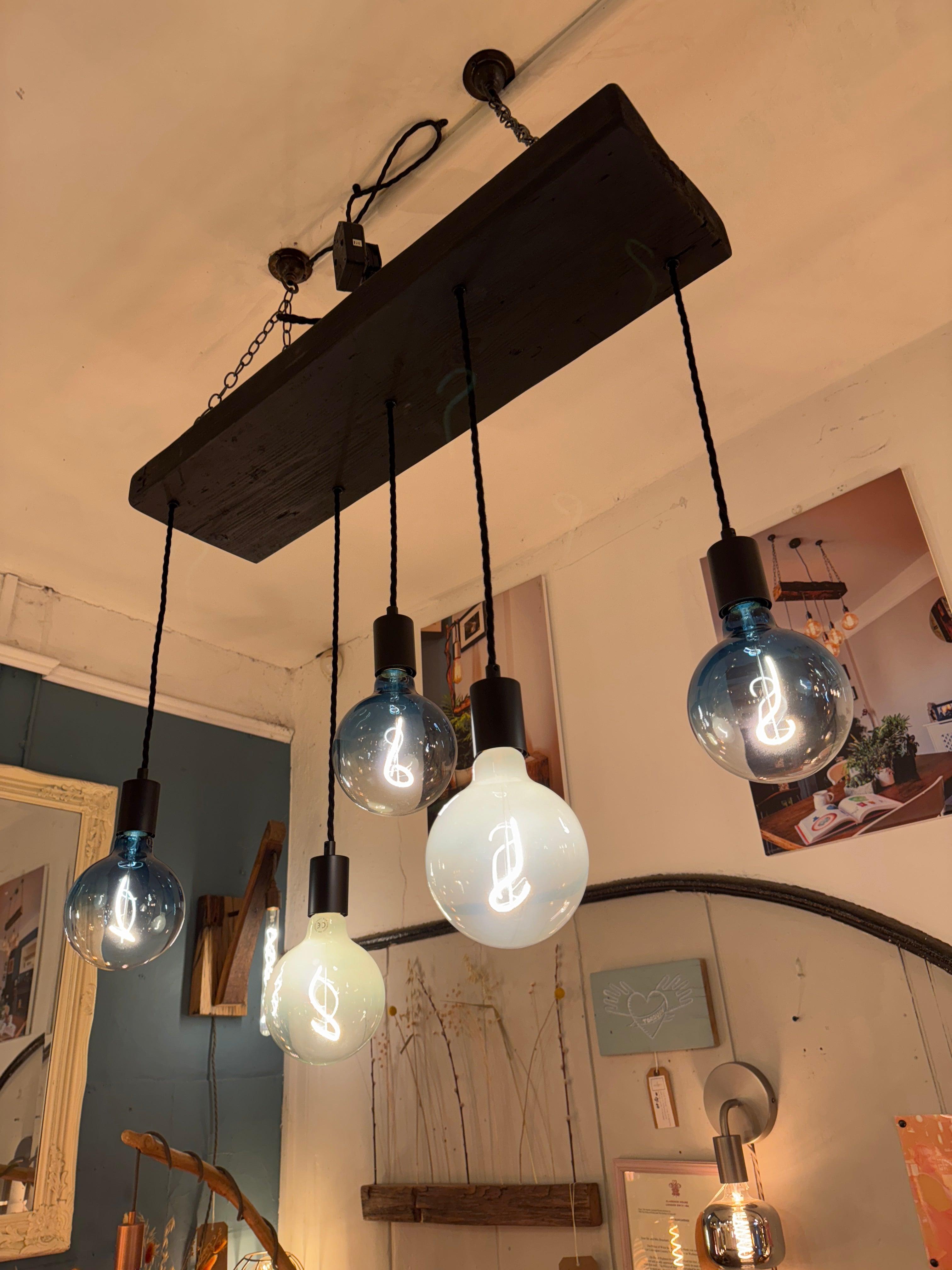 Matt Black Canopy Wooden Beam Chandelier MooBoo Home dÉsirer