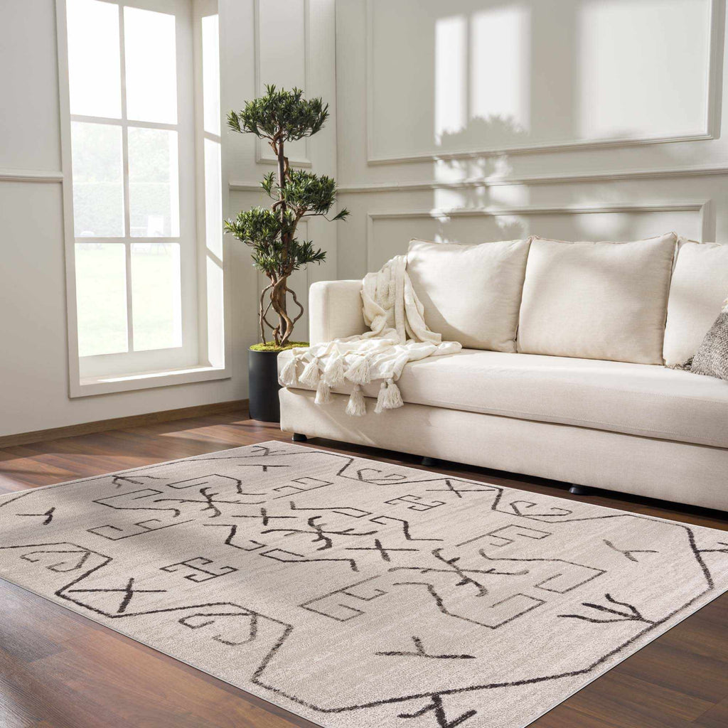Azzan Cream & Charcoal Area Rug DC-Hauteloom dÉsirer