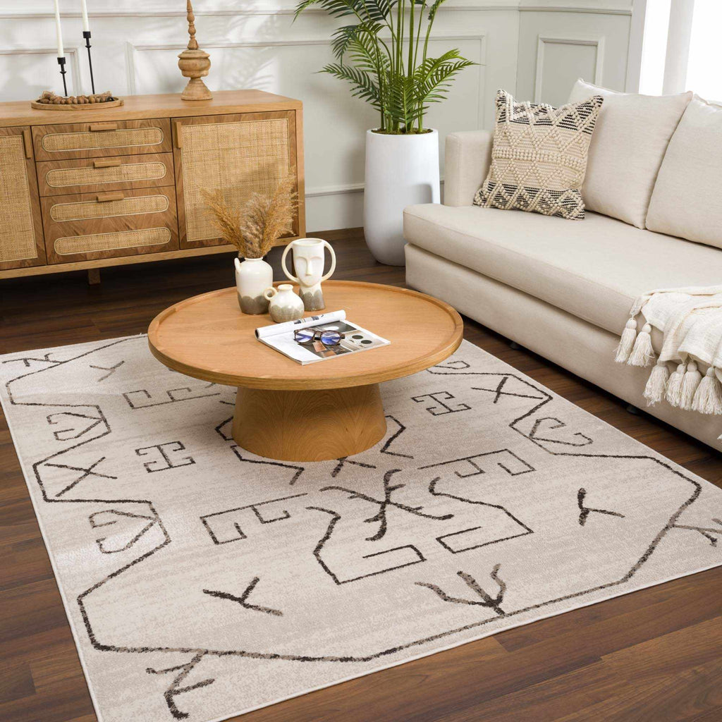 Azzan Cream & Charcoal Area Rug DC-Hauteloom dÉsirer