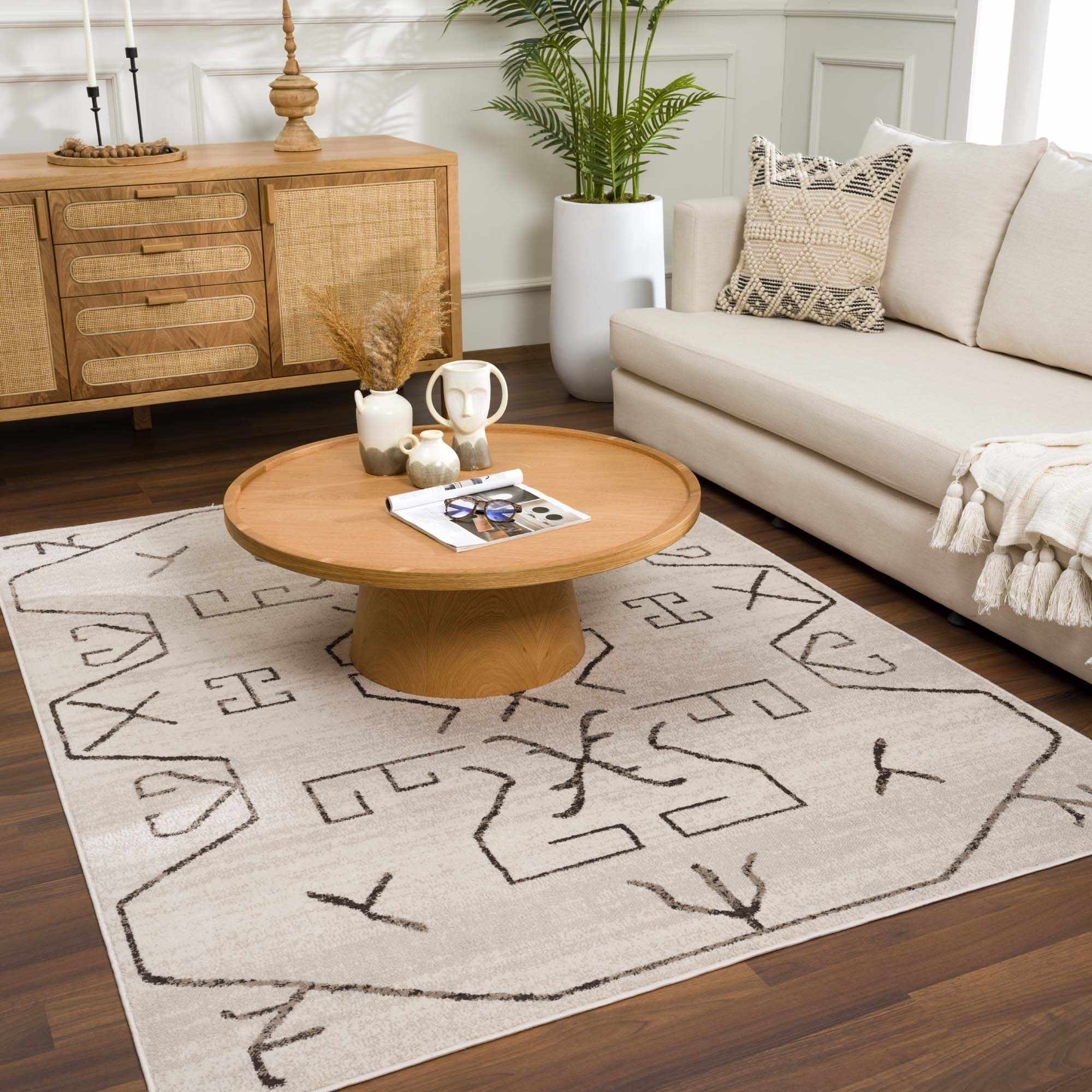 Azzan Cream & Charcoal Area Rug DC-Hauteloom dÉsirer