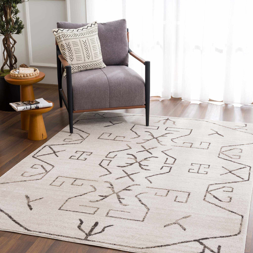 Azzan Cream & Charcoal Area Rug DC-Hauteloom dÉsirer