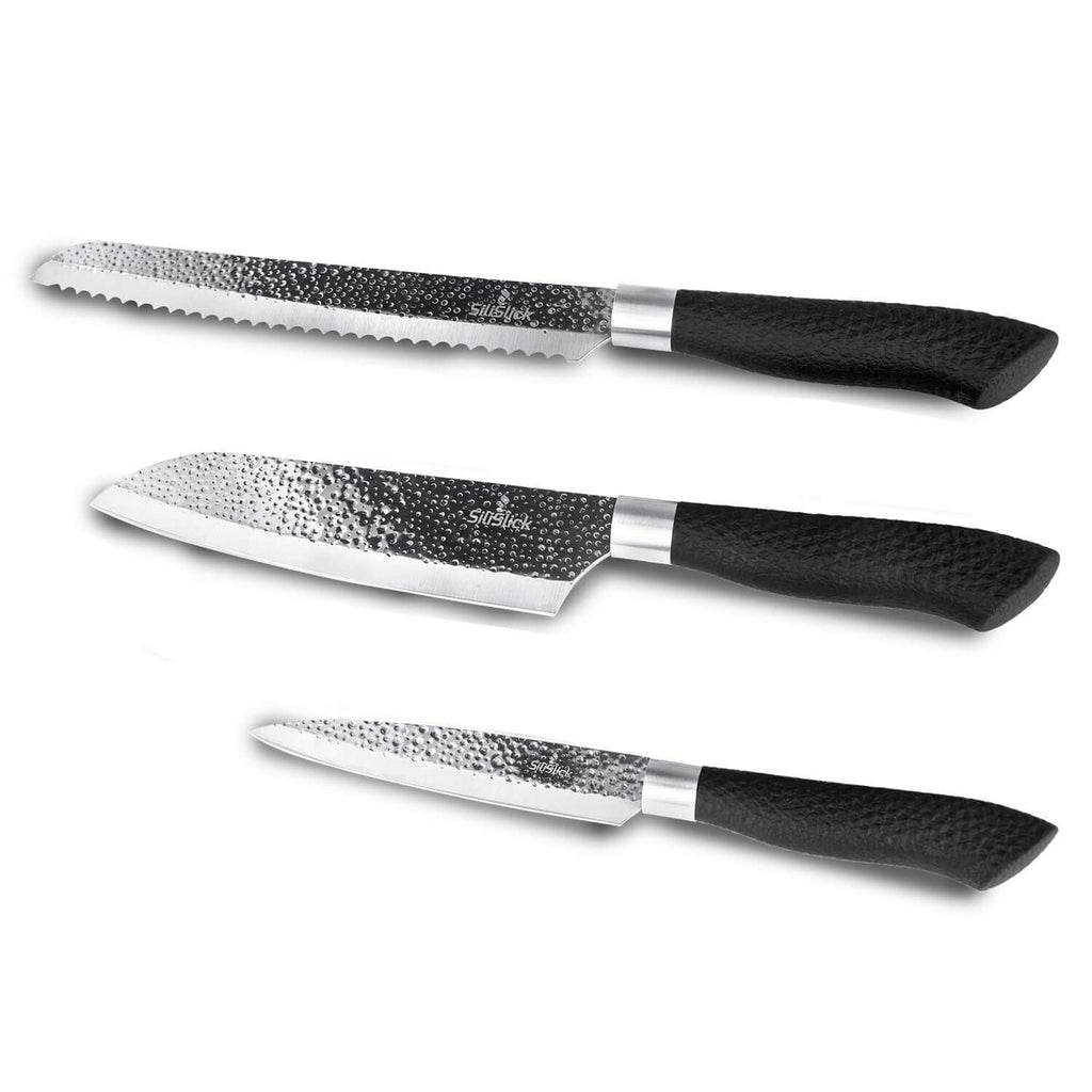 Embossed Hammered Blades 3 Piece Knife Set DC-SiliSlick® dÉsirer
