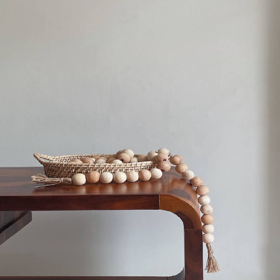 Farmhouse Wooden Beads With Jute Tassels DC-Powered by People dÉsirer