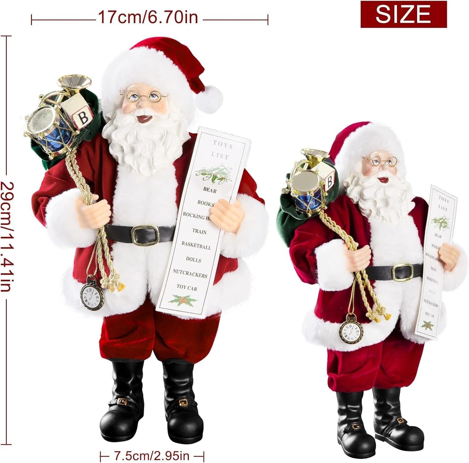 11‑Inch Santa Claus Figurine – Velvet Coat, Glasses & Gift Bag Maester Magic dÉsirer