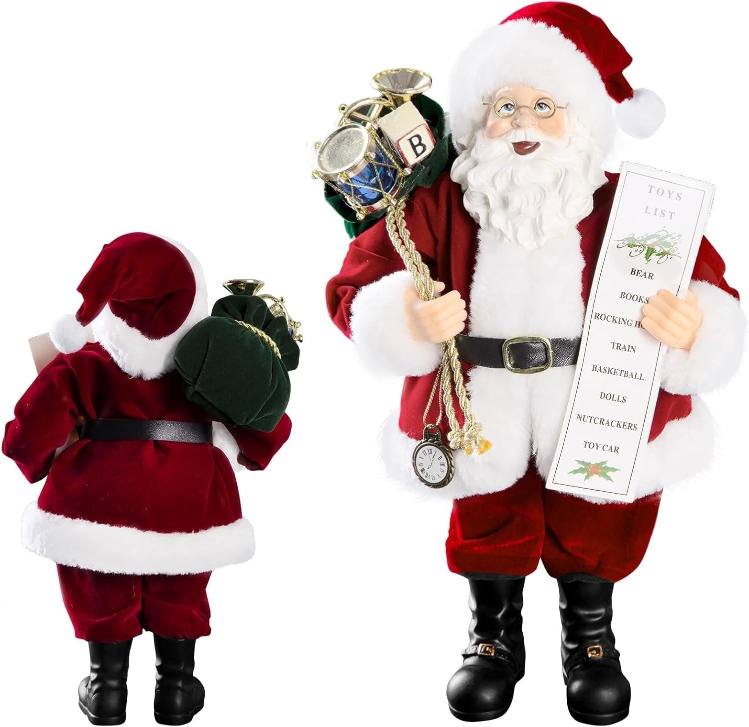 11‑Inch Santa Claus Figurine – Velvet Coat, Glasses & Gift Bag Maester Magic dÉsirer