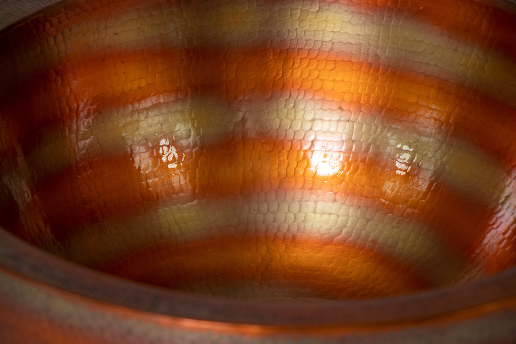 17" Round Apron Hammered Copper Bathroom Sink DC-Olde Copper / Space Enterprises dÉsirer