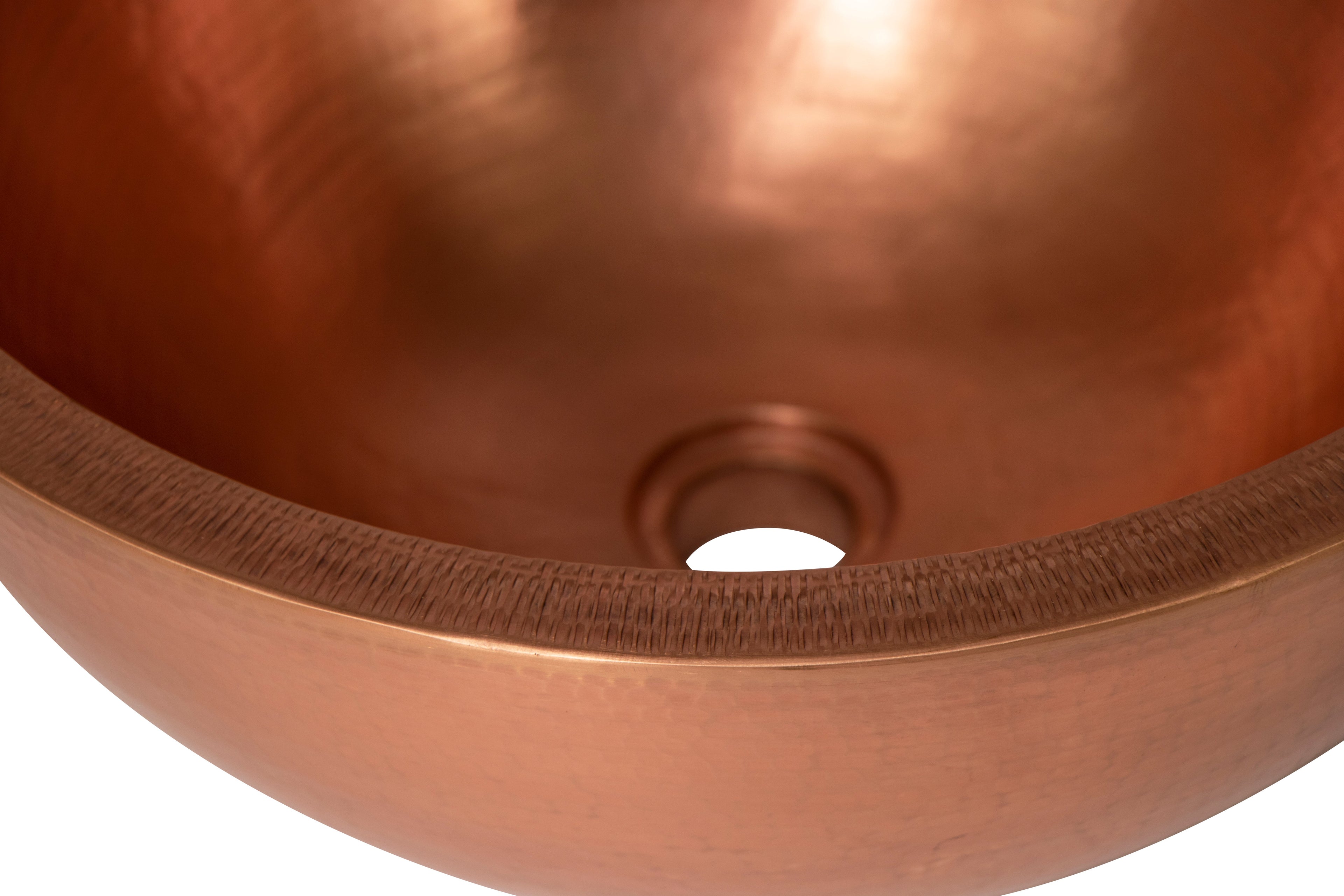 17" Round Double Wall Hammered Copper Bathroom Sink DC-Olde Copper / Space Enterprises dÉsirer