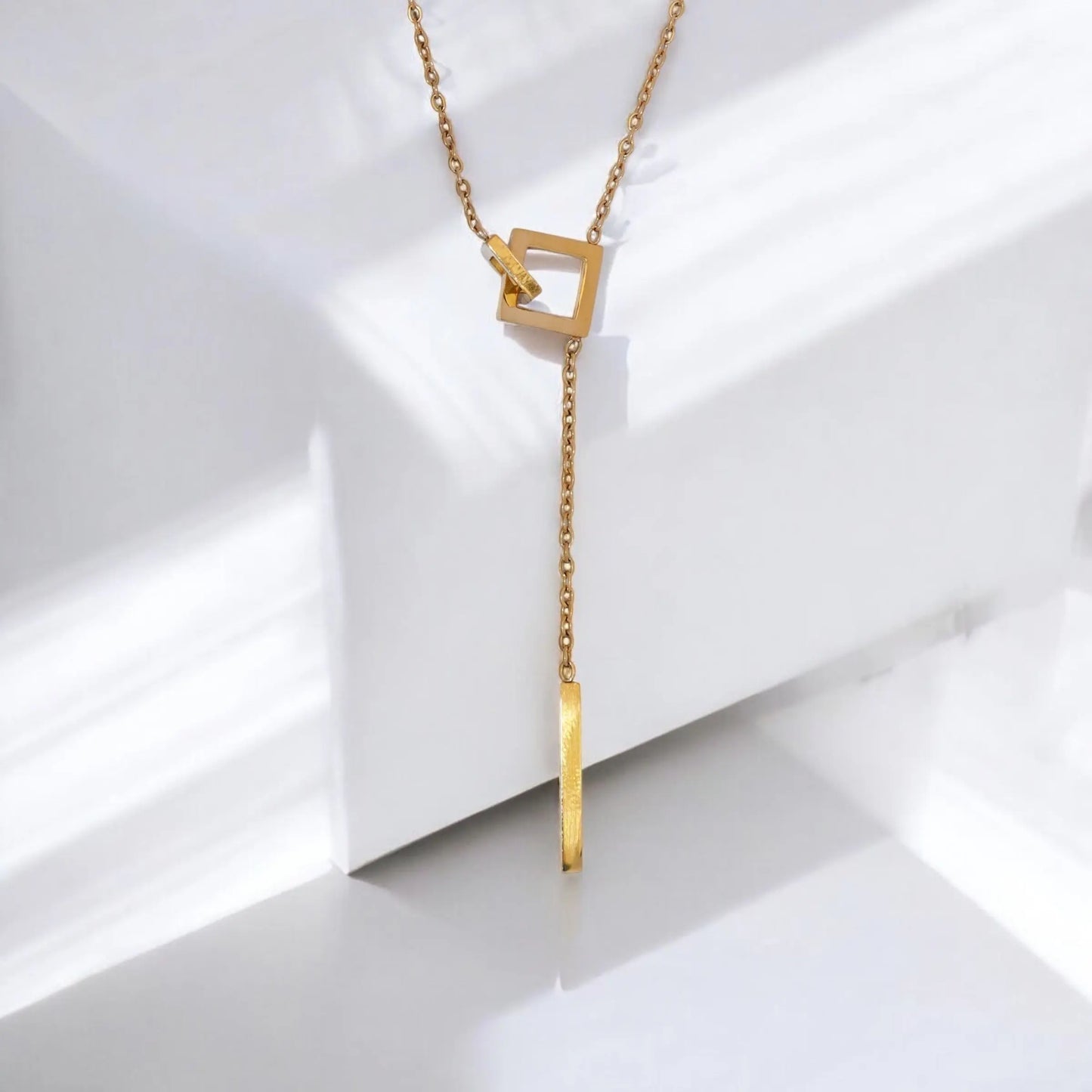 Geometric Square Long Tassel Female Clavicle Chain Necklace dÉsirer dÉsirer