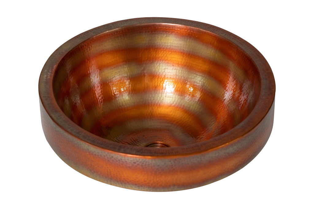17" Round Apron Hammered Copper Bathroom Sink DC-Olde Copper / Space Enterprises dÉsirer