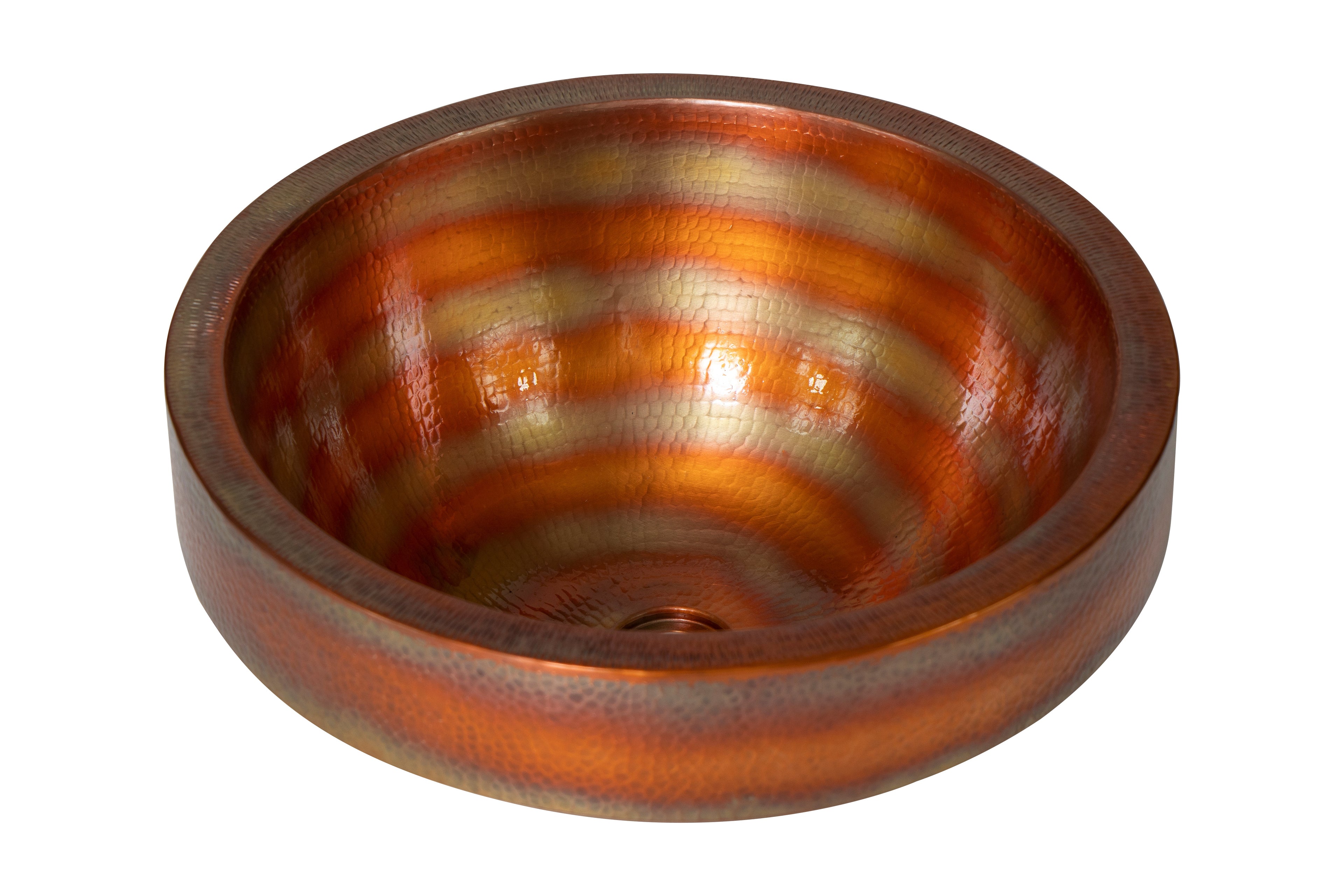 17" Round Apron Hammered Copper Bathroom Sink DC-Olde Copper / Space Enterprises dÉsirer