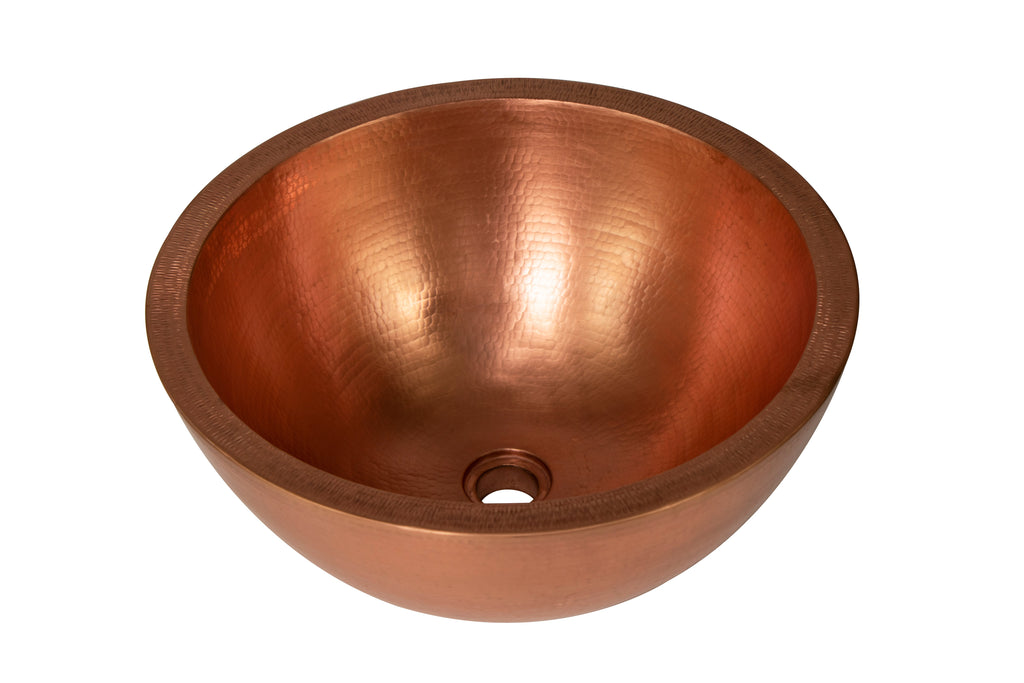 17" Round Double Wall Hammered Copper Bathroom Sink DC-Olde Copper / Space Enterprises dÉsirer