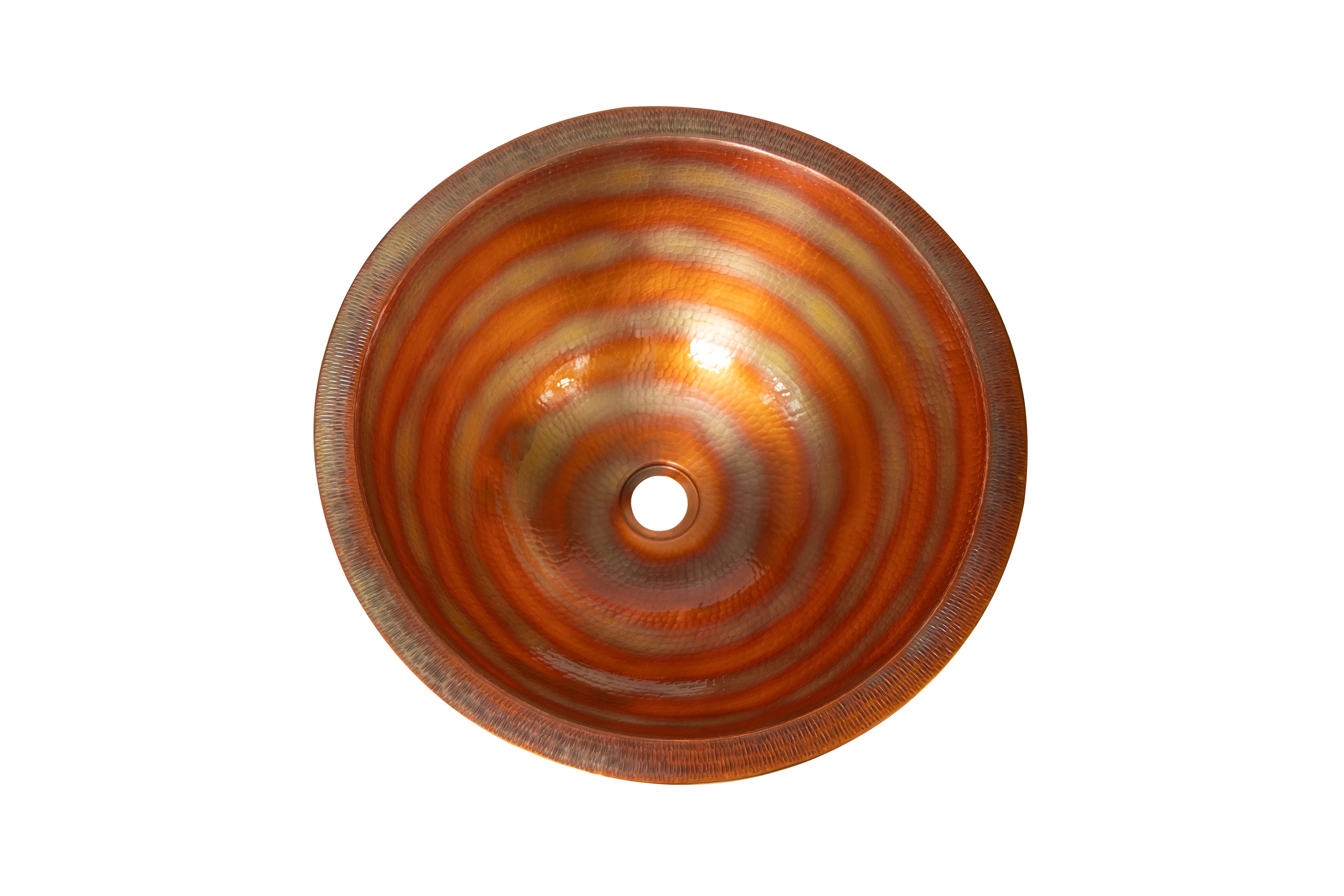 17" Round Apron Hammered Copper Bathroom Sink DC-Olde Copper / Space Enterprises dÉsirer