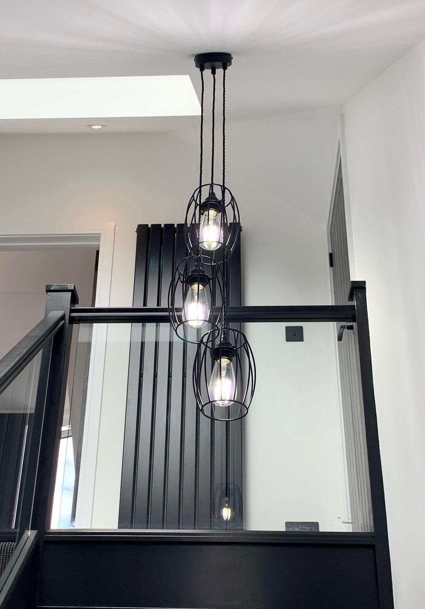 Triple Cluster Pendant Light Barrel Cages MooBoo Home dÉsirer