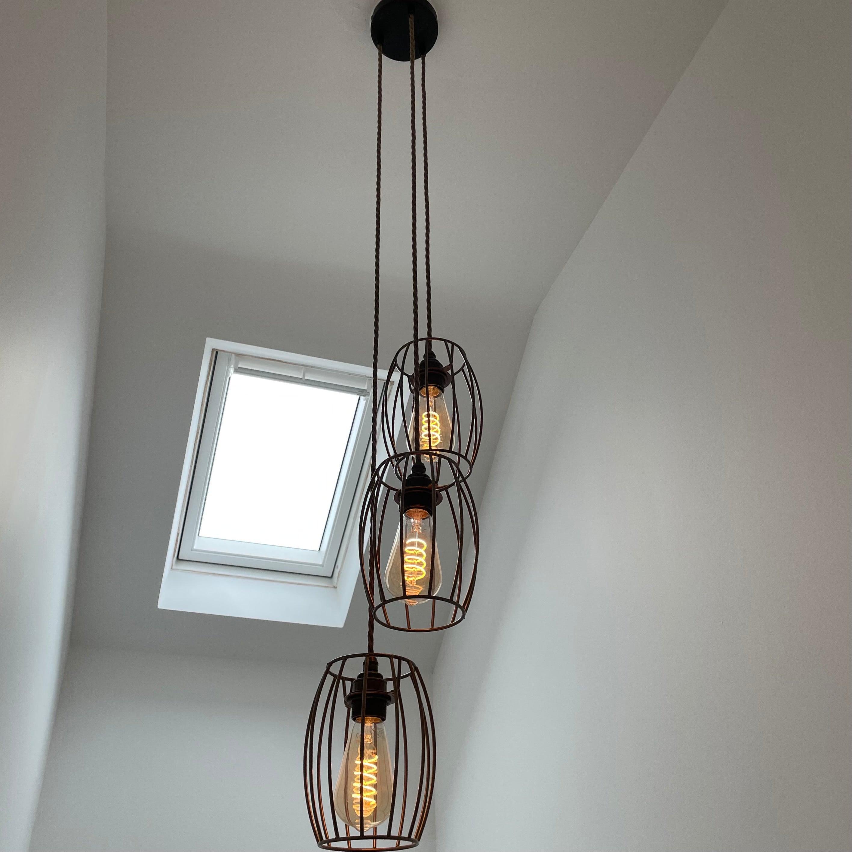 Triple Cluster Pendant Light Barrel Cages MooBoo Home dÉsirer