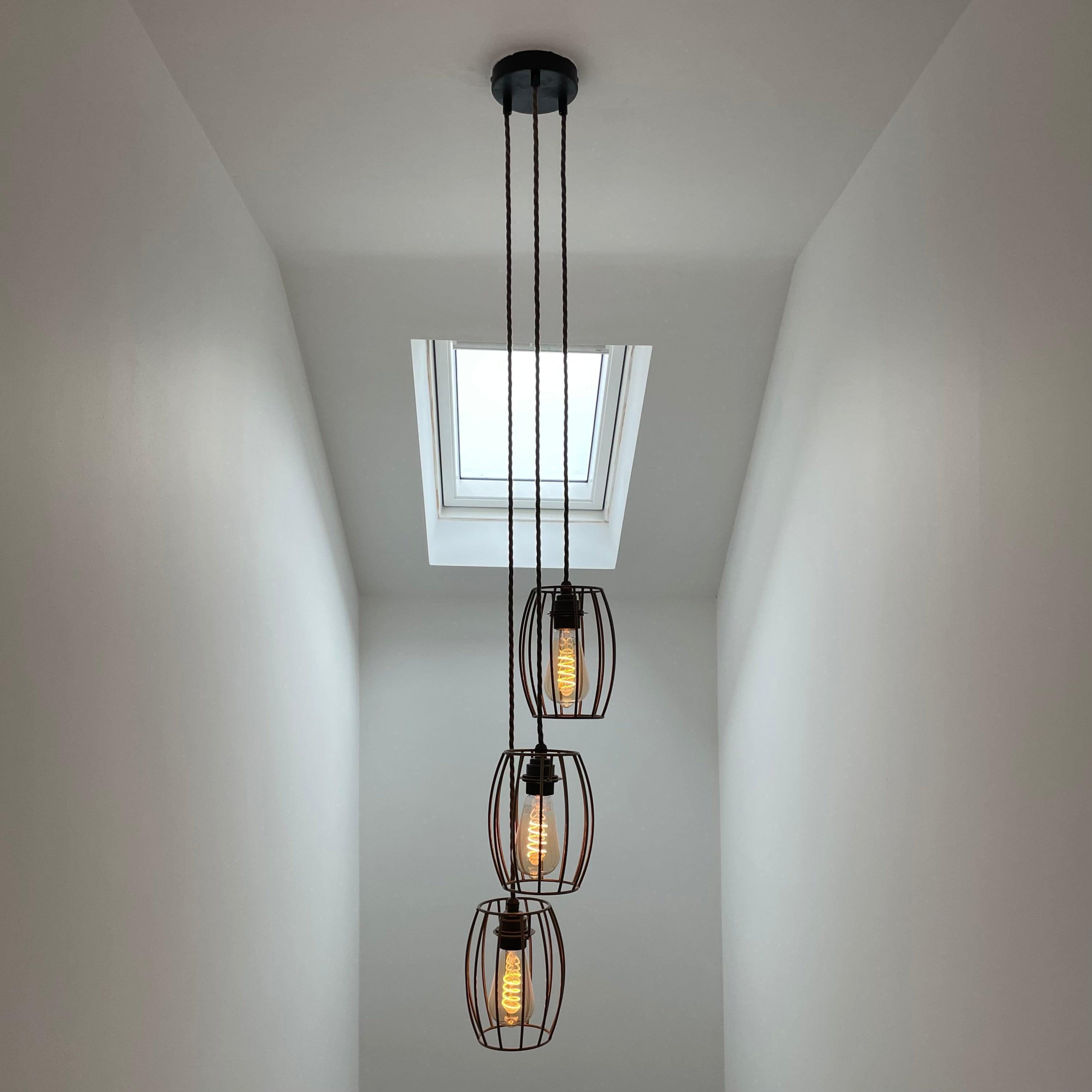 Triple Cluster Pendant Light Barrel Cages MooBoo Home dÉsirer