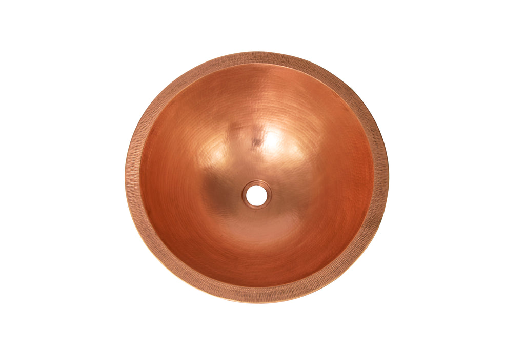 17" Round Double Wall Hammered Copper Bathroom Sink DC-Olde Copper / Space Enterprises dÉsirer