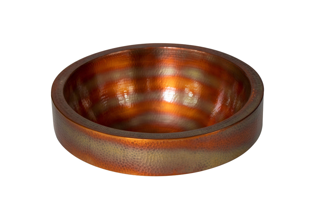 17" Round Apron Hammered Copper Bathroom Sink DC-Olde Copper / Space Enterprises dÉsirer