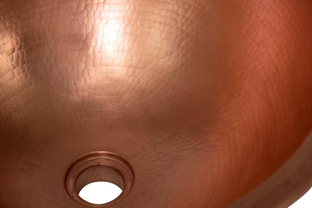 17" Round Double Wall Hammered Copper Bathroom Sink DC-Olde Copper / Space Enterprises dÉsirer